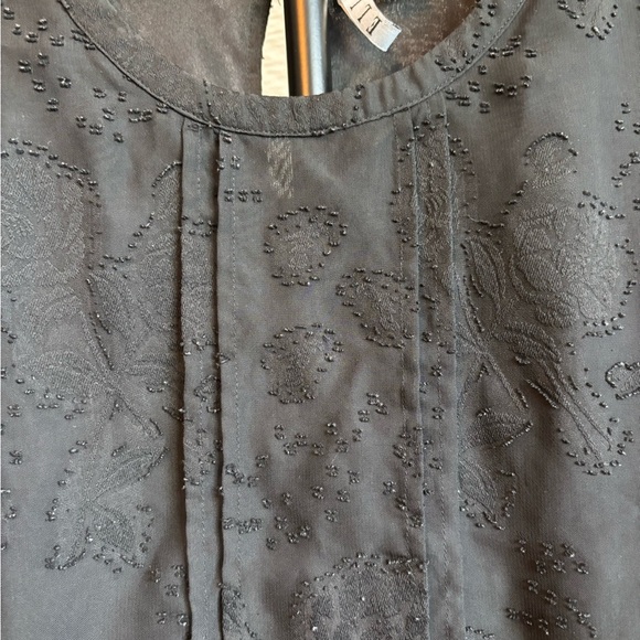 Elle Black Beaded Women's Ruffle Sleeve Blouse - Picture 4 of 10